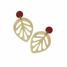 Dummy jali embossed cut red brass coated stud ear ring